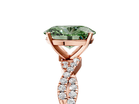 Rose gold Fancy Green Oval Cut Solitaire Twisted Pave Band with Four-Prong Setting_8