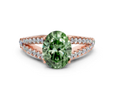Rose gold Fancy Green Oval  Cut Split Shank Pave Diamond Engagement Ring with Four-Prong Setting_24