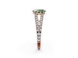 Rose gold Fancy Green Oval  Cut Split Shank Pave Diamond Engagement Ring with Four-Prong Setting_26