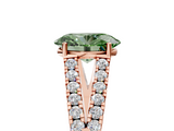 Rose gold Fancy Green Oval  Cut Split Shank Pave Diamond Engagement Ring with Four-Prong Setting_29