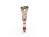 Rose gold Fancy Green Oval  Cut Split Shank Pave Diamond Ring with Four-Prong Setting_60