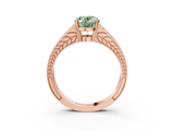 Rose gold Fancy Green Oval  Cut Split Shank Pave Diamond Ring with Four-Prong Setting_61