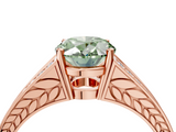 Rose gold Fancy Green Oval  Cut Split Shank Pave Diamond Ring with Four-Prong Setting_62