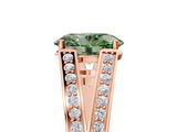 Rose gold Fancy Green Oval  Cut Split Shank Pave Diamond Ring with Four-Prong Setting_63