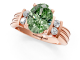 Rose gold Fancy Green Oval  Cut Three-Stone Channel Set Ring with Bar Prongs_48