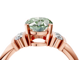 Rose gold Fancy Green Oval  Cut Three-Stone Channel Set Ring with Bar Prongs_51