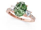 Rose gold Fancy Green Oval  Cut Three-Stone Diamond Pavé Band with Prong Setting_17