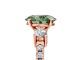 Rose gold Fancy Green Oval  Cut Three-Stone Diamond Pavé Band with Prong Setting_21