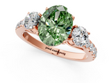 Rose gold Fancy Green Oval  Cut Three-Stone Diamond Pave Band with Prong Setting_38