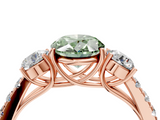 Rose gold Fancy Green Oval  Cut Three-Stone Diamond Pave Band with Prong Setting_41