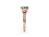 Rose gold Fancy Green Oval Cut Three-Stone Diamond Ring with Pavé Band and Four-Prong Setting_2