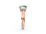 Rose gold Fancy Green Oval Cut Three-Stone Diamond Ring with Prong Setting on a Classic Band_14