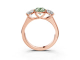 Rose gold Fancy Green Oval Cut Three-Stone Diamond Ring with Prong Setting on a Classic Band_15