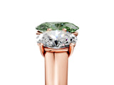 Rose gold Fancy Green Oval Cut Three-Stone Diamond Ring with Prong Setting on a Classic Band_17