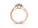 Rose gold Fancy Green Oval  Cut Three-Stone Solitaire Ring with Round Accent Diamonds and Four-Prong Setting_23