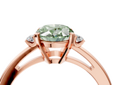 Rose gold Fancy Green Oval  Cut Three-Stone Solitaire Ring with Round Accent Diamonds and Four-Prong Setting_24