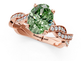 Rose gold Fancy Green Oval  Cut Twisted Pavé Band Solitaire Ring with Four-Prong Setting_56