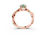 Rose gold Fancy Green Oval  Cut Twisted Pavé Band Solitaire Ring with Four-Prong Setting_58