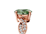 Rose gold Fancy Green Oval  Cut Twisted Pavé Band Solitaire Ring with Four-Prong Setting_60