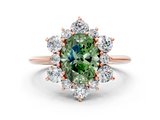 Rose gold Fancy Green Oval  Diamond Cluster Halo Ring with Solitaire Band and Four-Prong Setting_20