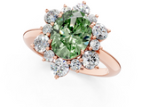 Rose gold Fancy Green Oval  Diamond Cluster Halo Ring with Solitaire Band and Four-Prong Setting_21