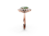 Rose gold Fancy Green Oval  Diamond Cluster Halo Ring with Solitaire Band and Four-Prong Setting_22