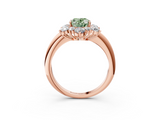 Rose gold Fancy Green Oval  Diamond Cluster Halo Ring with Solitaire Band and Four-Prong Setting_23