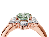 Rose gold Fancy Green Oval  Diamond Cluster Halo Ring with Solitaire Band and Four-Prong Setting_24
