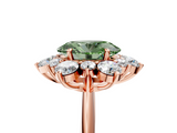 Rose gold Fancy Green Oval  Diamond Cluster Halo Ring with Solitaire Band and Four-Prong Setting_25