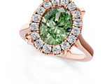 Rose gold Fancy Green Oval  Diamond Cluster Halo Solitaire with Four-Prong Setting_114