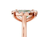 Rose gold Fancy Green Oval  Diamond Cluster Halo Solitaire with Four-Prong Setting_118