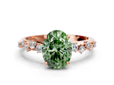 Rose gold Fancy Green Oval  Diamond Cluster Prong-Set Solitaire Ring_38