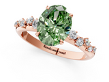 Rose gold Fancy Green Oval  Diamond Cluster Prong-Set Solitaire Ring_39