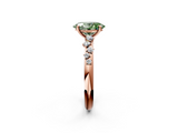 Rose gold Fancy Green Oval  Diamond Cluster Prong-Set Solitaire Ring_40