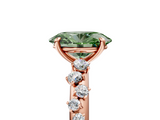 Rose gold Fancy Green Oval  Diamond Cluster Prong-Set Solitaire Ring_43