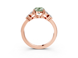Rose gold Fancy Green Oval  Diamond Floral Cluster Ring with Solitaire Band and Prong Setting_52