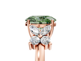 Rose gold Fancy Green Oval  Diamond Floral Cluster Ring with Solitaire Band and Prong Setting_54