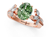 Rose gold Fancy Green Oval  Diamond Floral Vine Solitaire Engagement Ring_4