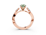 Rose gold Fancy Green Oval  Diamond Floral Vine Solitaire Engagement Ring_6