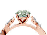 Rose gold Fancy Green Oval  Diamond Floral Vine Solitaire Engagement Ring_7