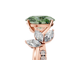 Rose gold Fancy Green Oval  Diamond Floral Vine Solitaire Engagement Ring_8