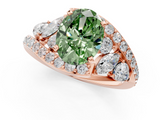 Rose gold Fancy Green Oval  Diamond Halo Ring with Marquise and Pavé Band in Prong Setting_68