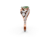 Rose gold Fancy Green Oval  Diamond Halo Ring with Marquise and Pavé Band in Prong Setting_69