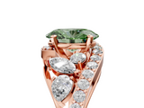 Rose gold Fancy Green Oval  Diamond Halo Ring with Marquise and Pavé Band in Prong Setting_72