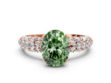 Rose gold Fancy Green Oval  Diamond Pavé Band Solitaire Ring with Four-Prong Setting_49