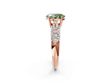 Rose gold Fancy Green Oval  Diamond Pavé Band Solitaire Ring with Four-Prong Setting_51