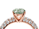 Rose gold Fancy Green Oval  Diamond Pavé Band Solitaire Ring with Four-Prong Setting_53