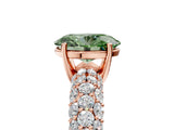 Rose gold Fancy Green Oval  Diamond Pavé Band Solitaire Ring with Four-Prong Setting_54