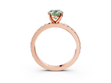 Rose gold Fancy Green Oval  Diamond Pavé Band Solitaire with Four-Prong Setting_220
