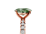 Rose gold Fancy Green Oval  Diamond Pavé Band Solitaire with Four-Prong Setting_222